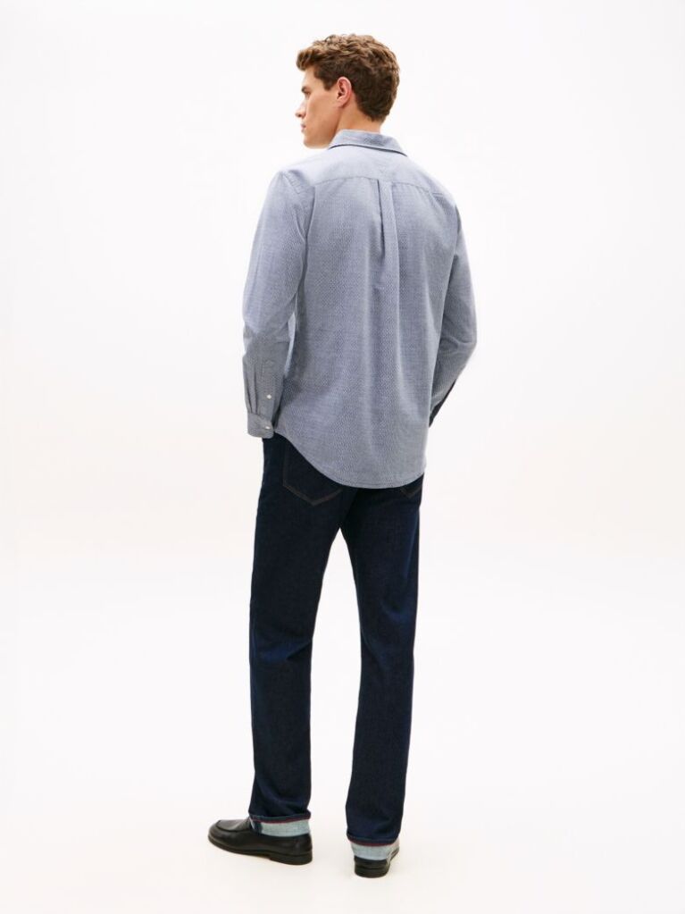 Blue TH Flex Regular Fit Dobby Shirt  Men