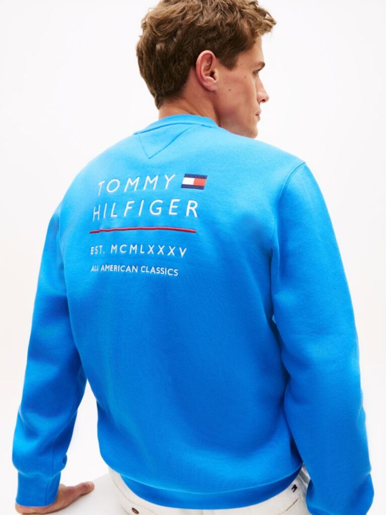 Blue Logo Embroidery Terry Sweatshirt  Men