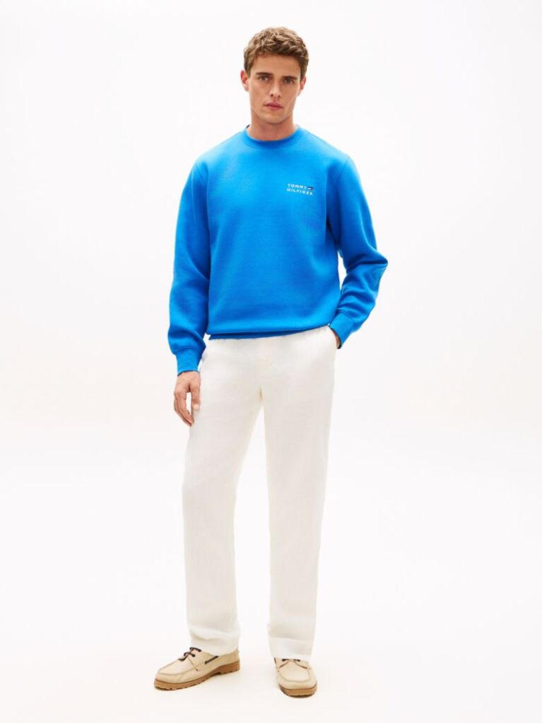 Blue Logo Embroidery Terry Sweatshirt  Men