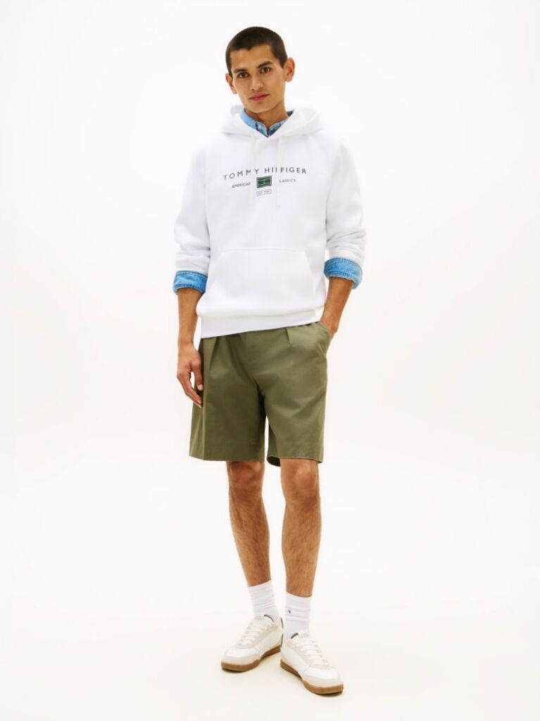 White Logo Terry Drawstring Hoody  Men