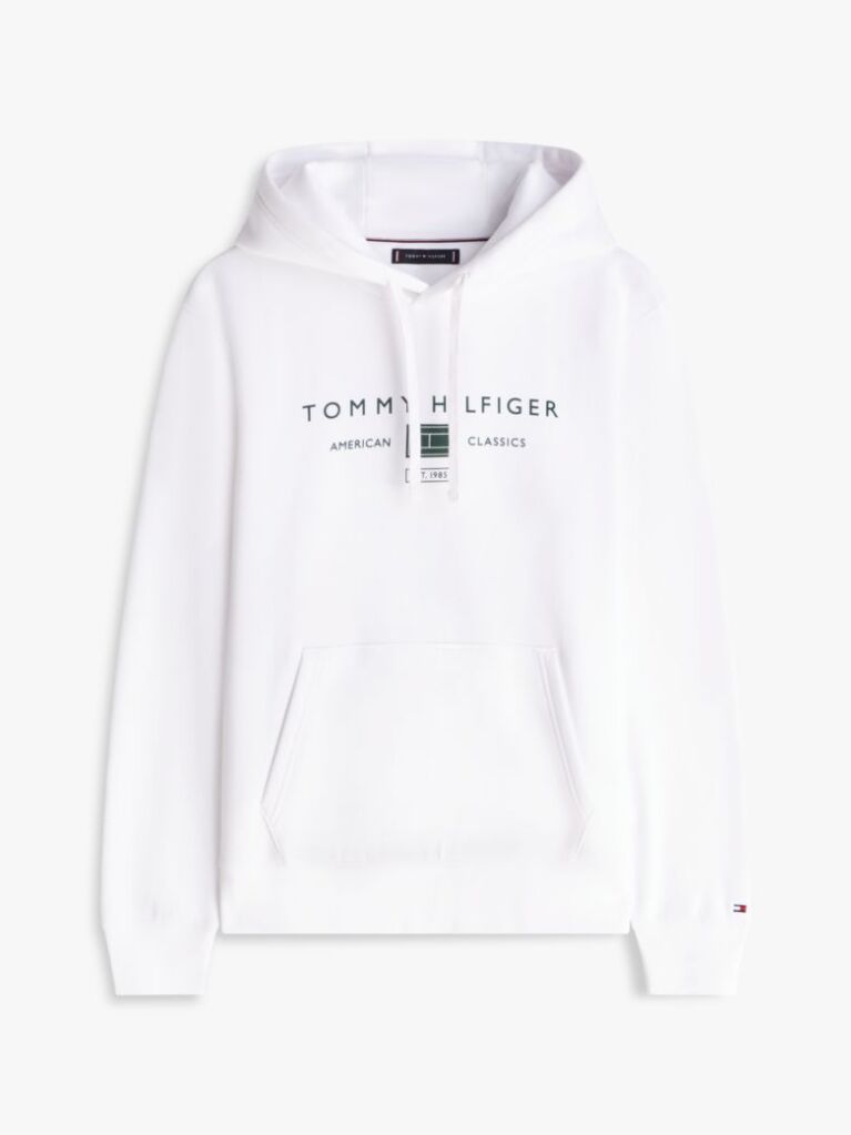 White Logo Terry Drawstring Hoody  Men