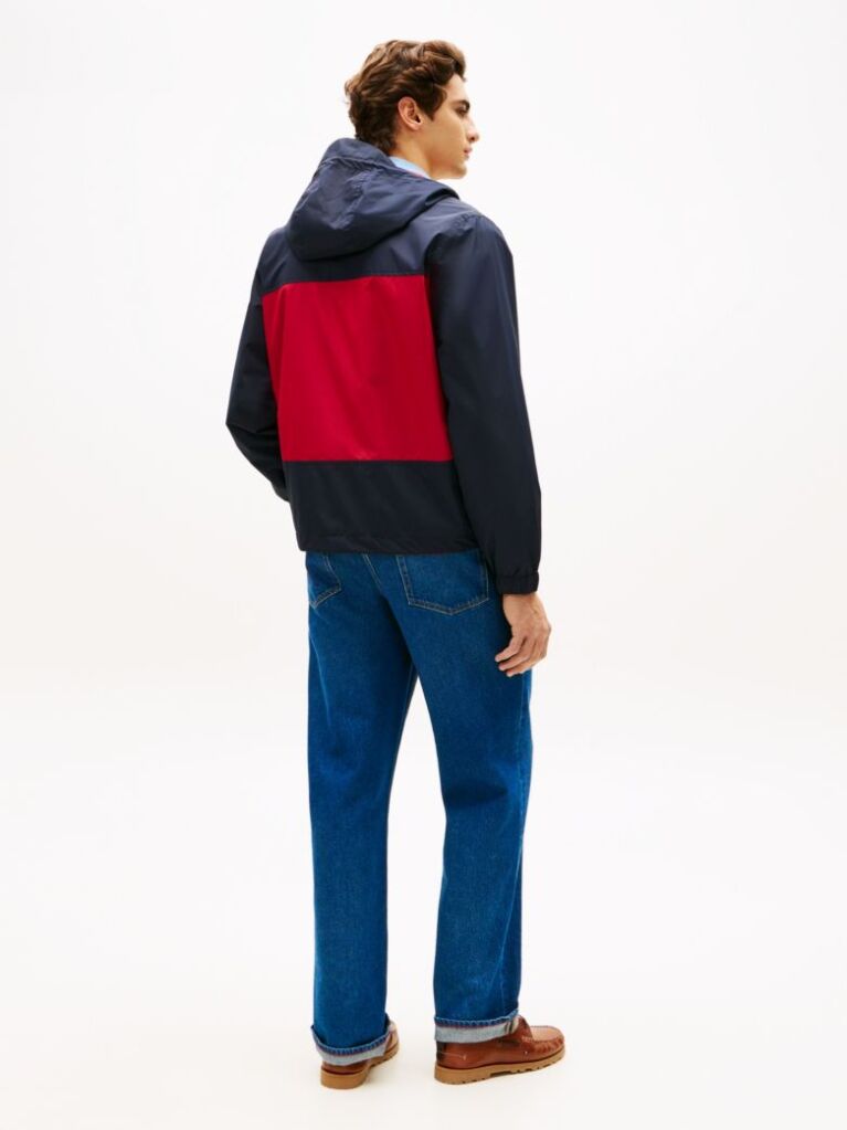 Blue Reversible Colour-Blocked Hooded Jacket  Men