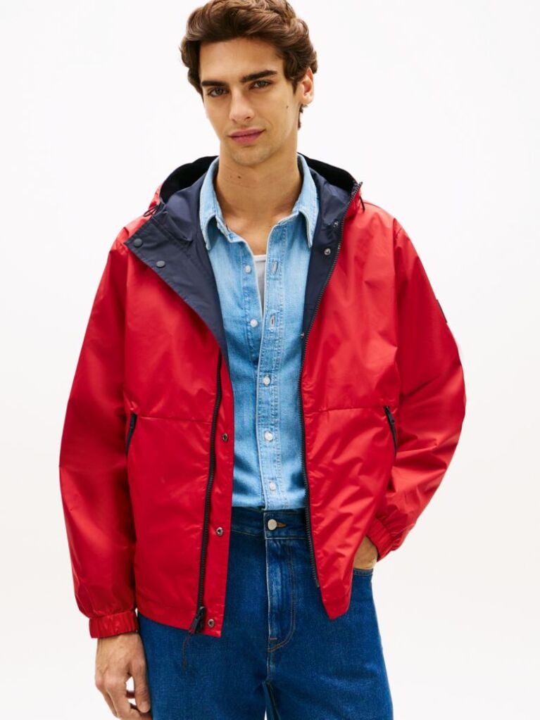 Blue Reversible Colour-Blocked Hooded Jacket  Men