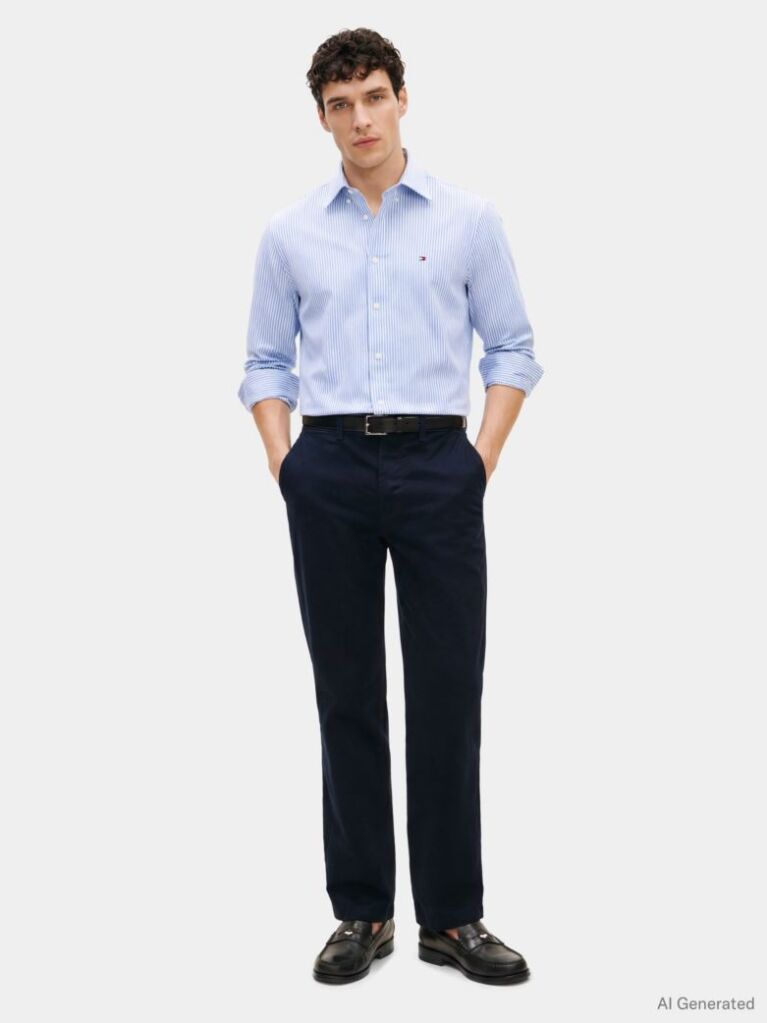 Multi Performance Regular Fit Pique Stripe Oxford Shirt  Men