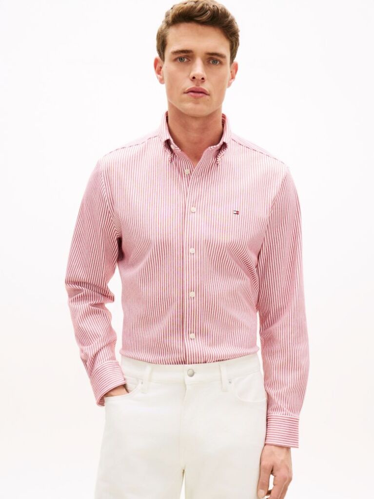 Multi Performance Regular Fit Pique Stripe Oxford Shirt  Men