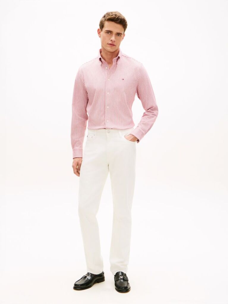 Multi Performance Regular Fit Pique Stripe Oxford Shirt  Men