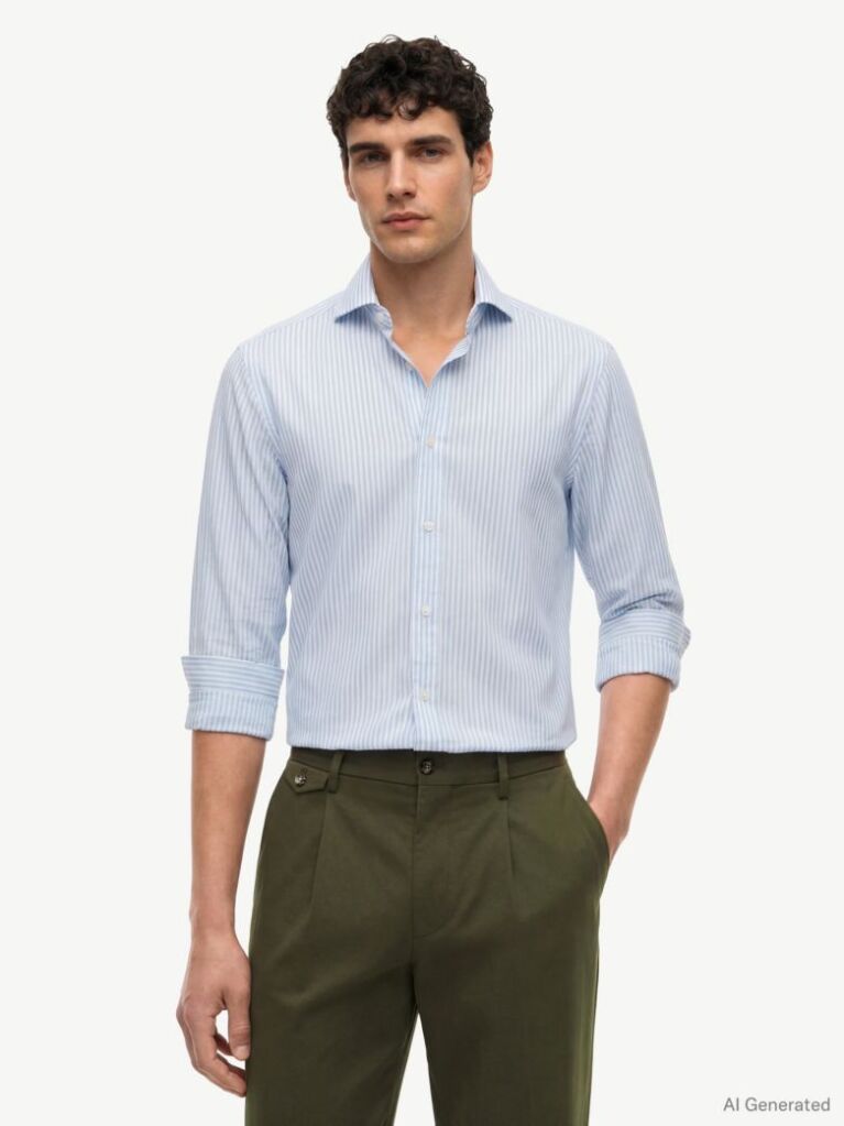 Multi Smart Casual Slim Fit Stripe Shirt  Men
