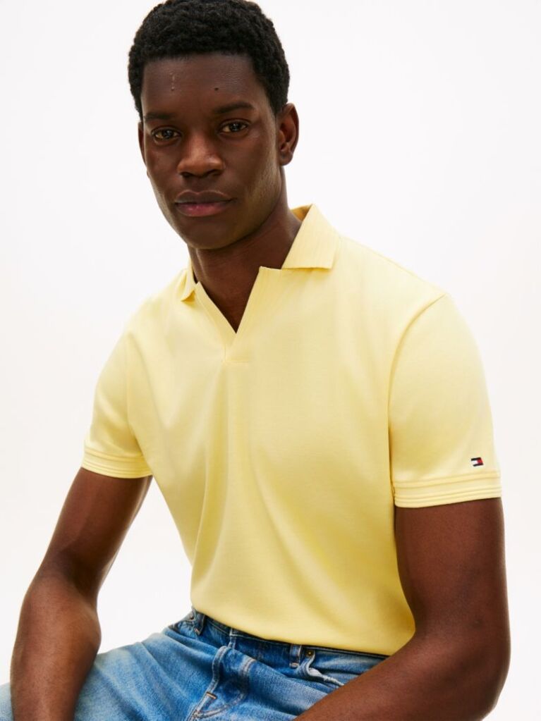 Yellow Regular Fit Interlock Knit Polo Shirt  Men