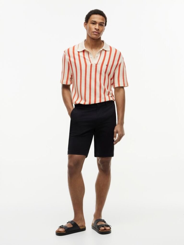 Multi Relaxed Fit Open Knit Polo Shirt  Men