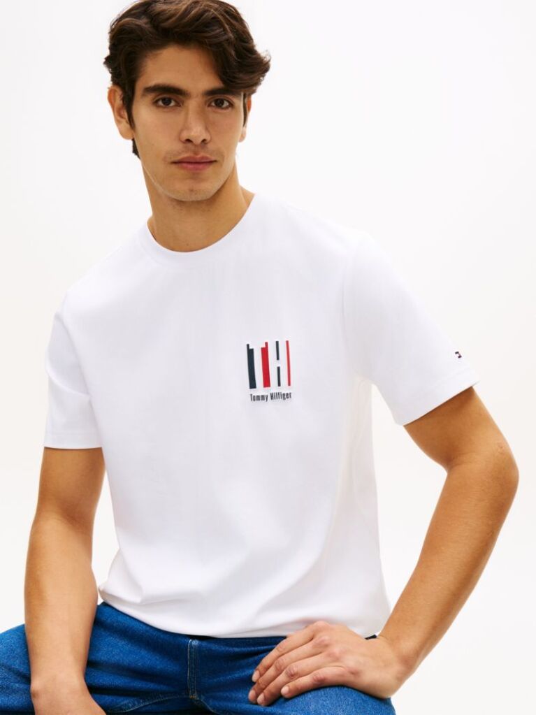 White Performance Embossed Logo T-Shirt  Men