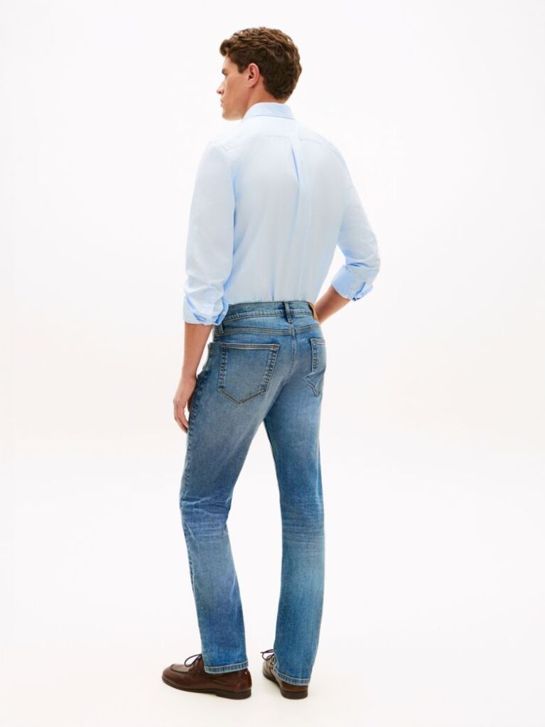Blue Denton Faded Slim Straight Leg Jeans  Men