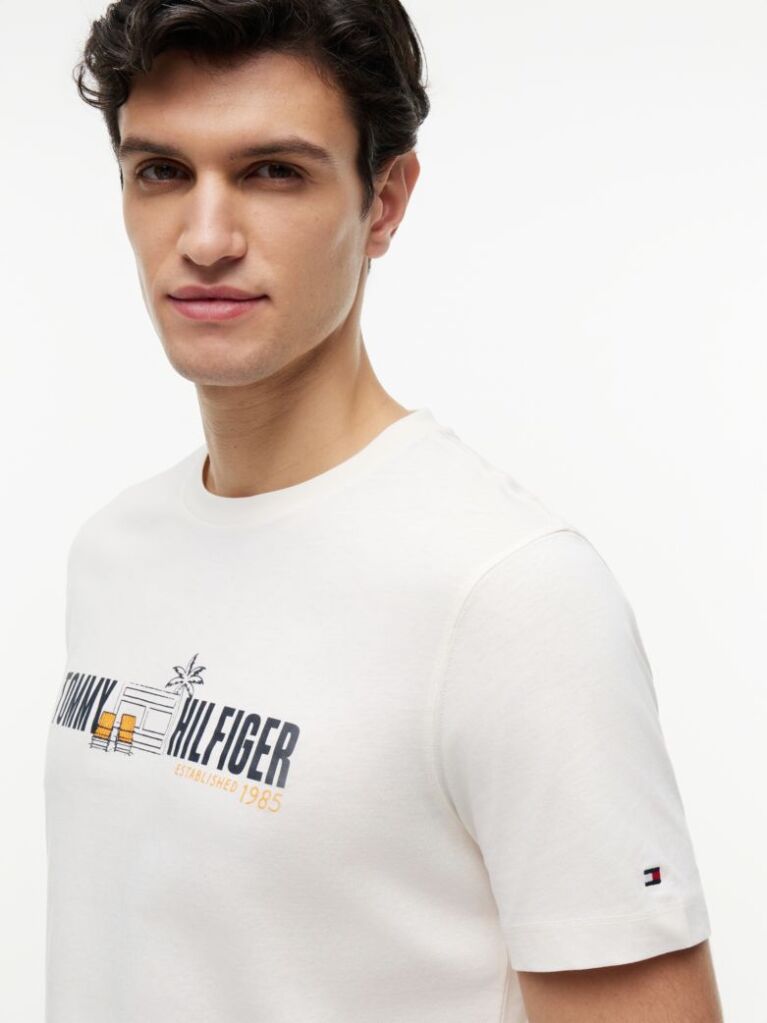 Beige Logo Graphic Jersey T-Shirt  Men