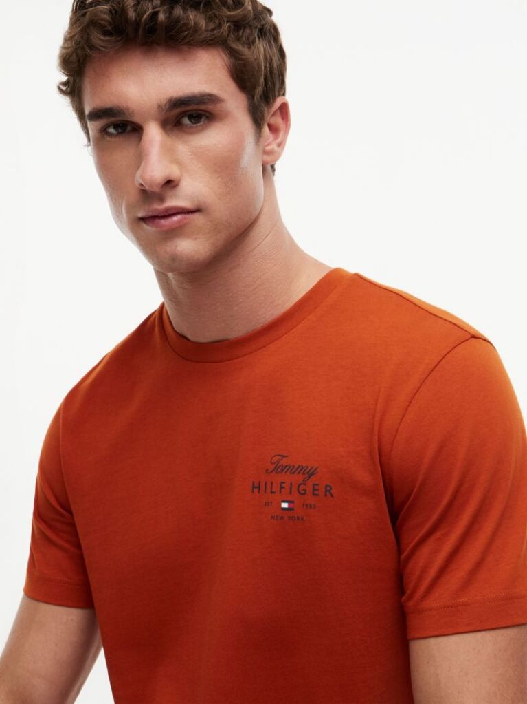 Orange Logo Jersey Crew Neck T-Shirt  Men