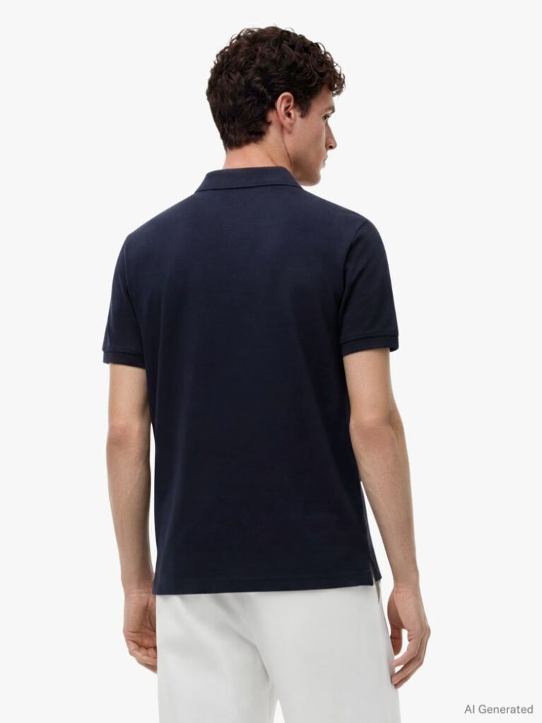 Blue Regular Fit Zip Placket Polo Shirt  Men