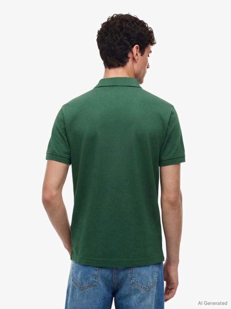 Green Regular Fit Zip Placket Polo Shirt  Men