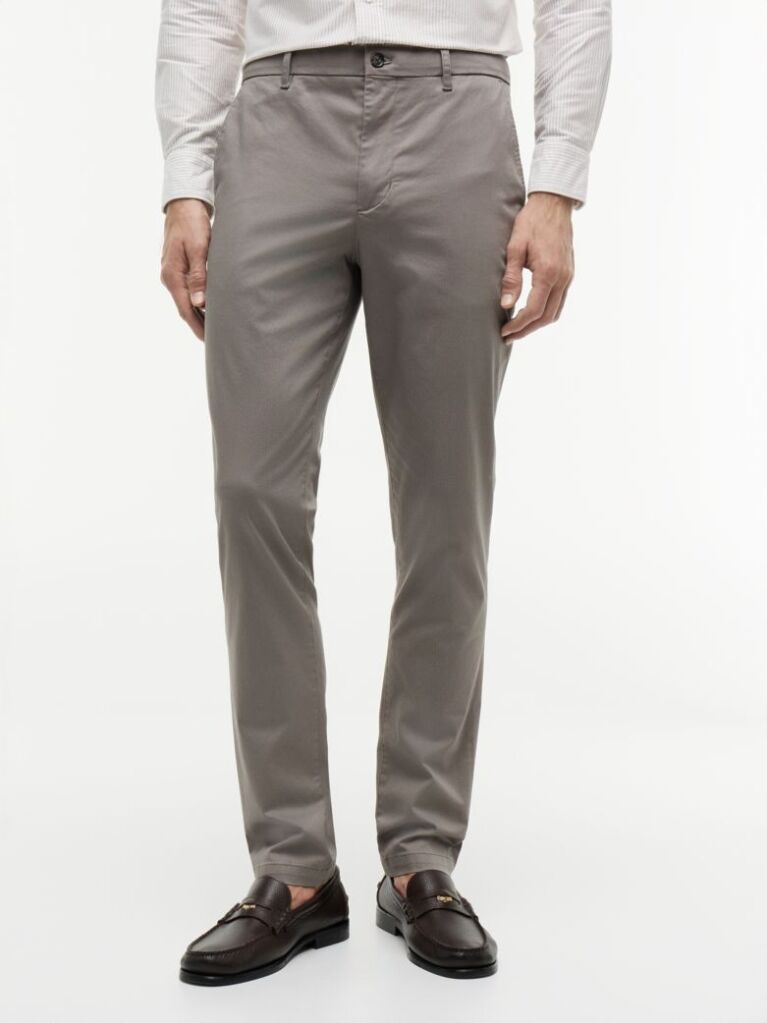 Grey Bleecker Slim Printed Structured Chinos  Men