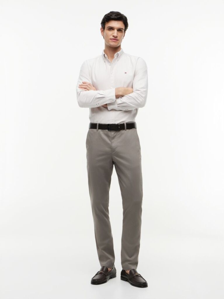 Grey Bleecker Slim Printed Structured Chinos  Men