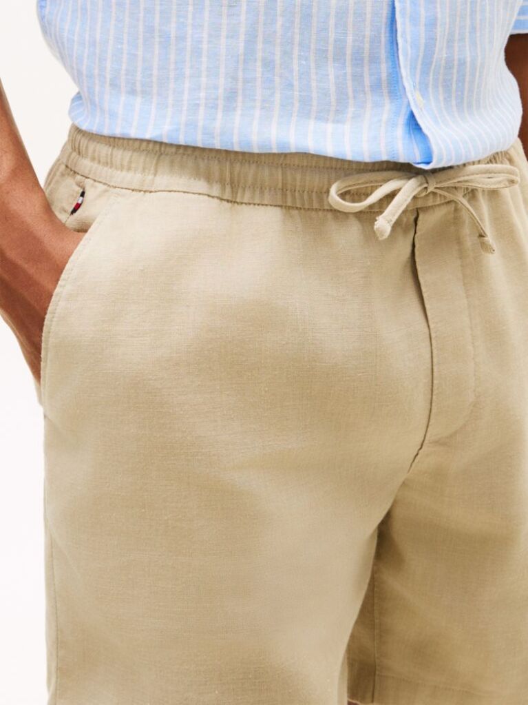 Khaki Dover Linen Blend 8" Inseam Chino Shorts  Men
