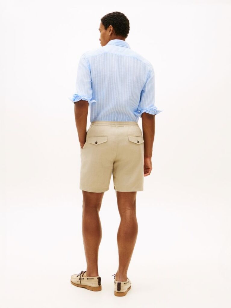 Khaki Dover Linen Blend 8" Inseam Chino Shorts  Men