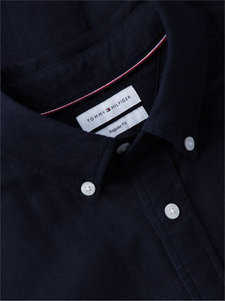 Blue Regular Fit Herringbone Flannel Button-Down Shirt  Men
