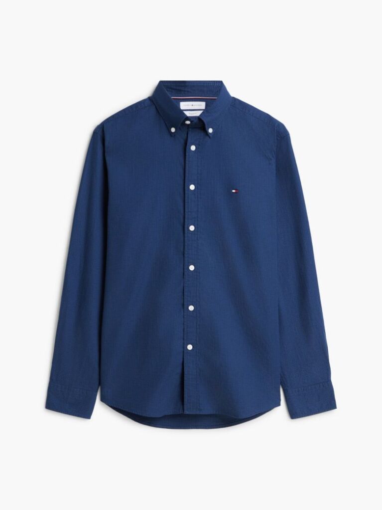 Blue Regular Fit Dobby Button-Down Shirt  Men