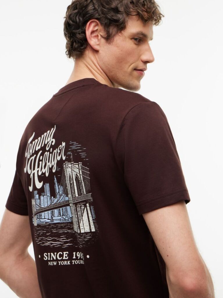 Brown Back Graphic Crew Neck T-Shirt  Men