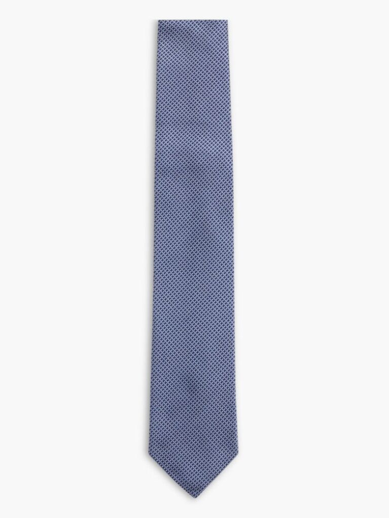 Blue New York Label Pure Silk Micro Pattern Tie  Men
