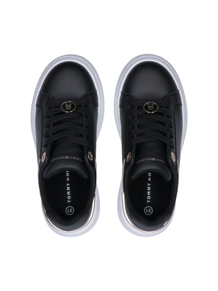 Black TH Monogram Charm Lace-Up Sneakers  Girls
