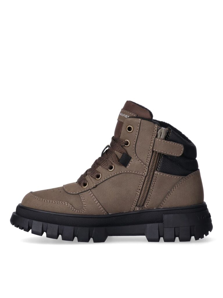 Brown Warm Lined Cleat Lace-Up Boots  Kids Unisex