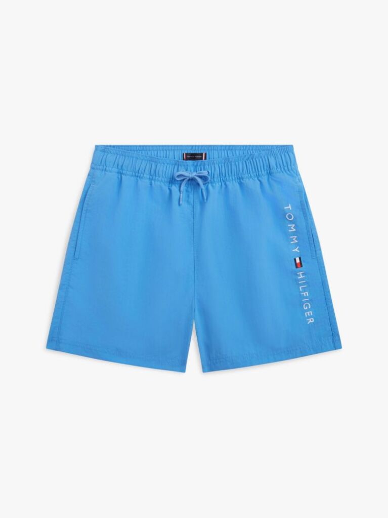 Blue Original Logo Embroidery Mid Length Swim Shorts  Boys
