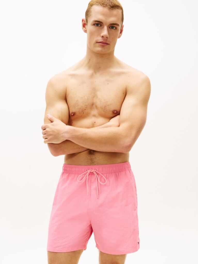 Pink Essential Mid Length Swim Shorts  Men