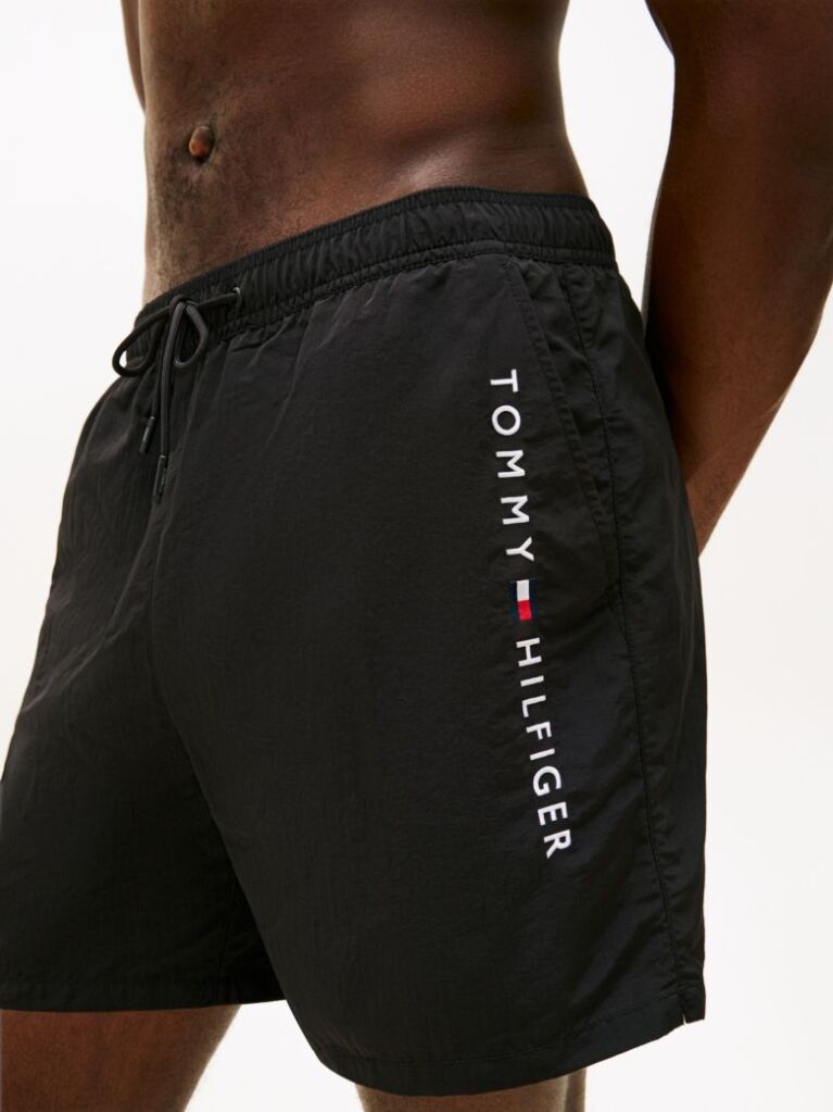 Black Original Logo Mid Length Swim Shorts  Men