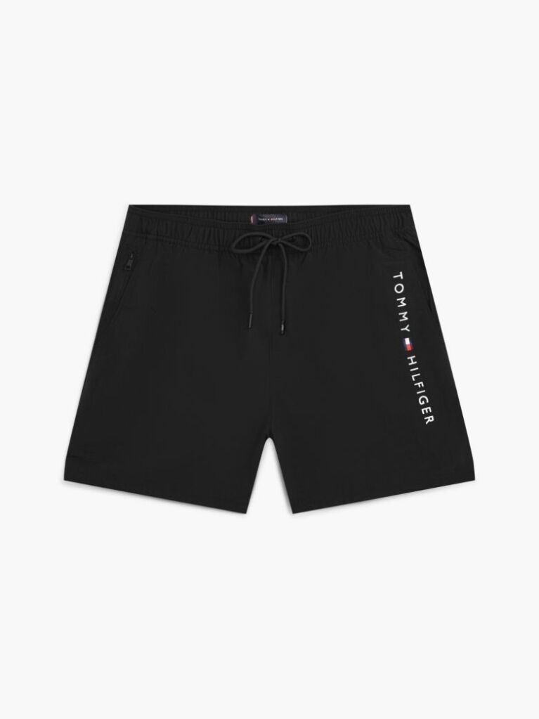 Black Original Logo Mid Length Swim Shorts  Men
