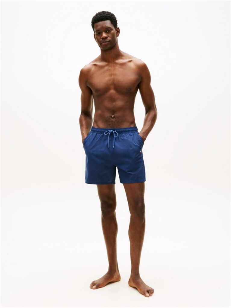 Blue Original Ithaca Stripe Mid Length Swim Shorts  Men
