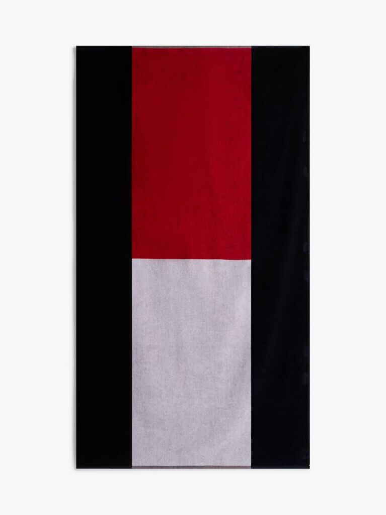 Blue Classic Signature Colour-Blocked Velour Beach Towel  Unisex