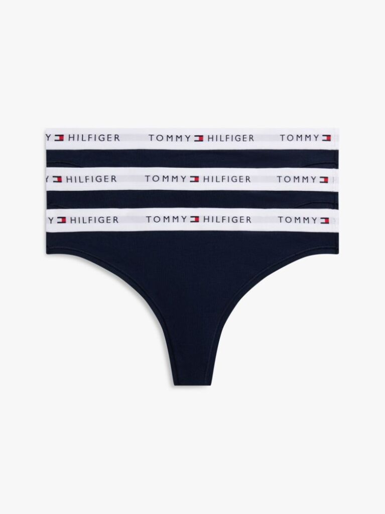 Blue 3-Pack Logo Waistband Thongs  Women