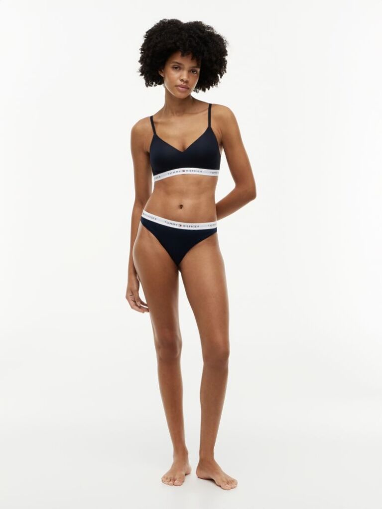 Blue 3-Pack Logo Waistband Thongs  Women