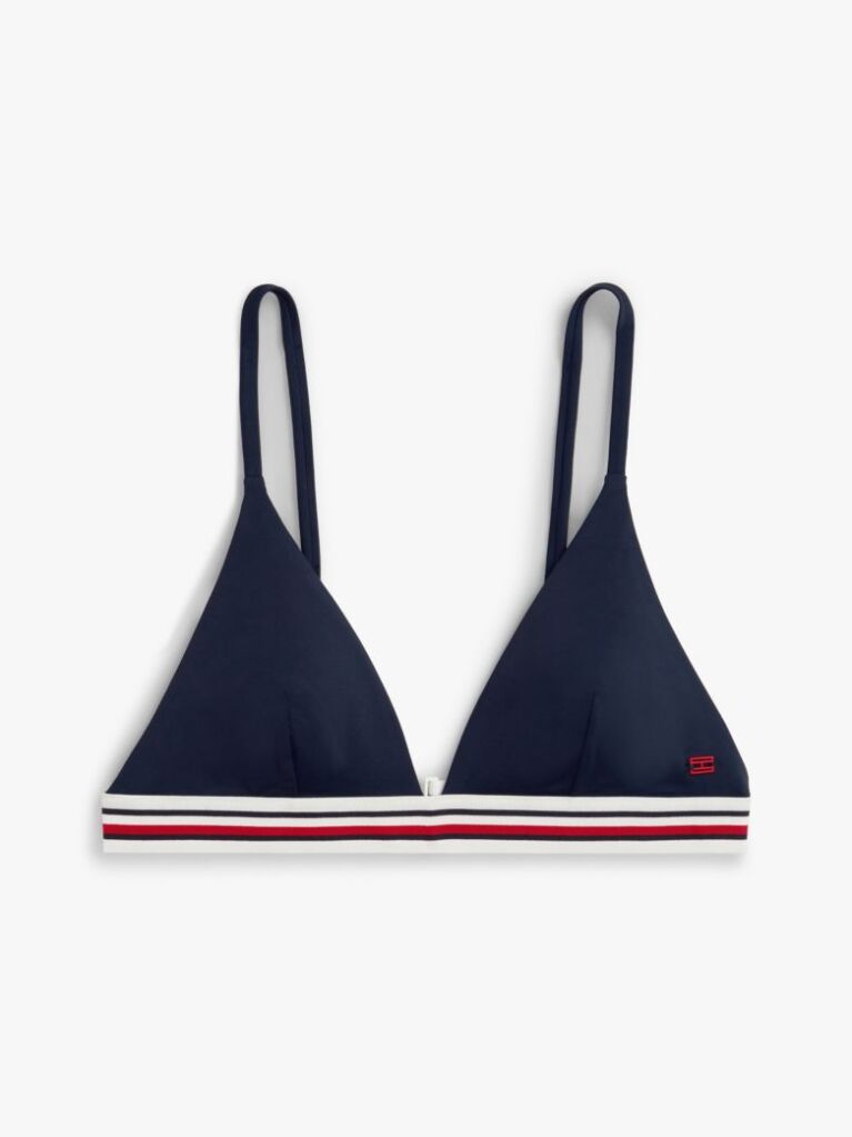 Blue Global Stripe Triangle Bikini Top  Women