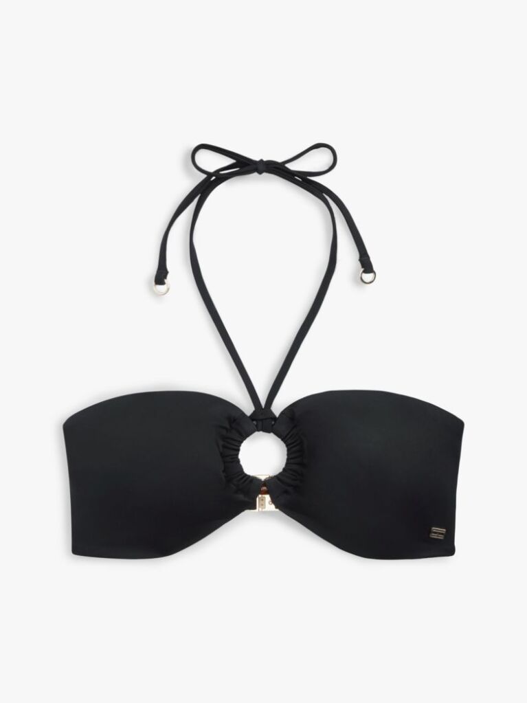 Black Halterneck Ring Bandeau Bikini Top  Women