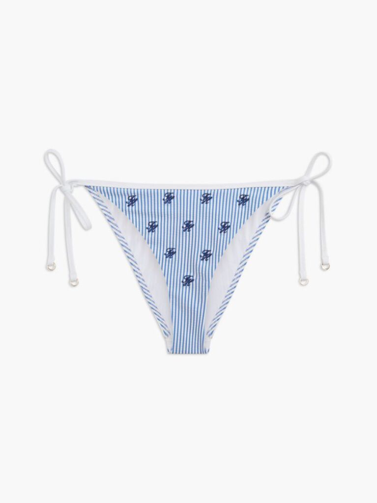 Multi Logo Embroidery Side Tie Bikini Bottoms  Women