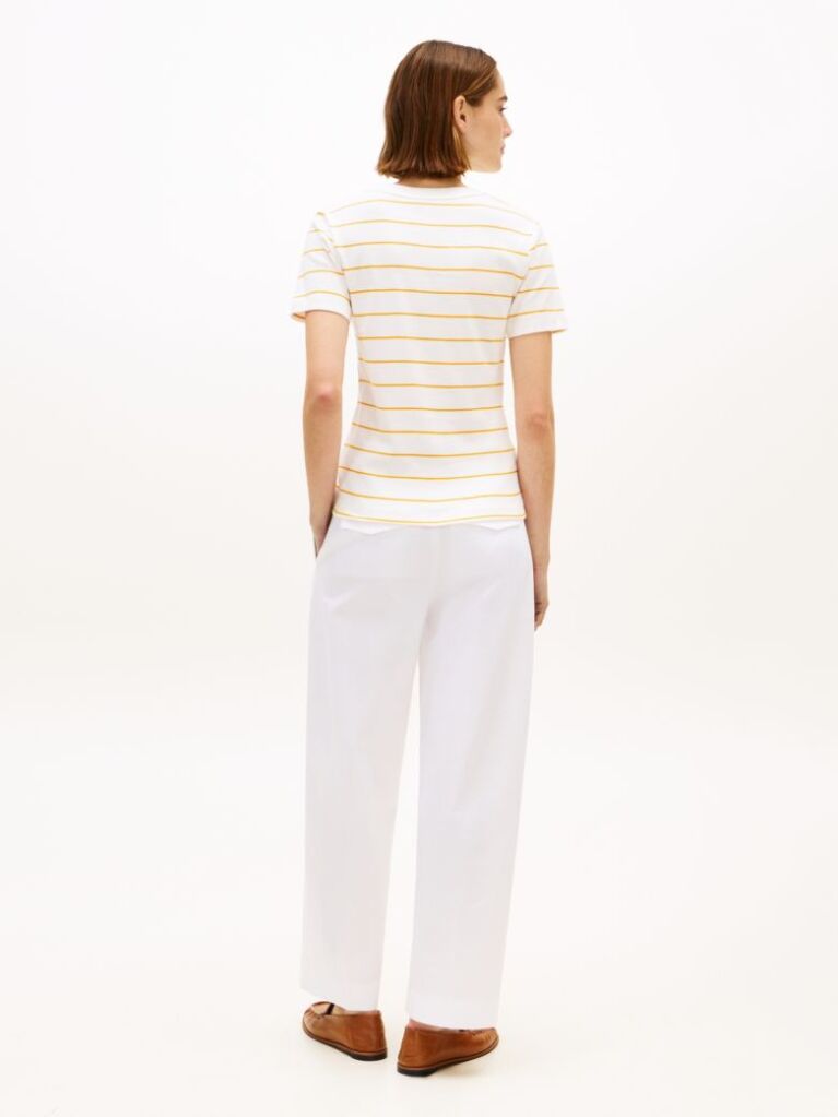 Multi Ribbed V-Neck Slim Fit T-Shirt  Women