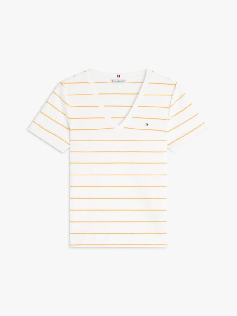 Multi Ribbed V-Neck Slim Fit T-Shirt  Women
