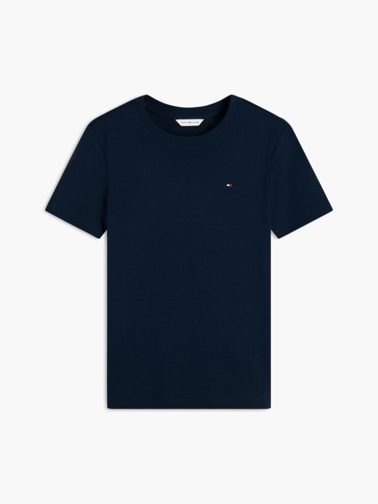Blue Flag Embroidery Ribbed Slim T-Shirt  Women