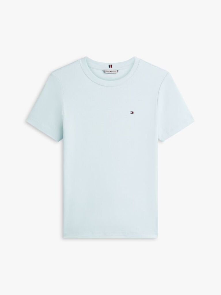 Blue Flag Embroidery Ribbed Slim T-Shirt  Women