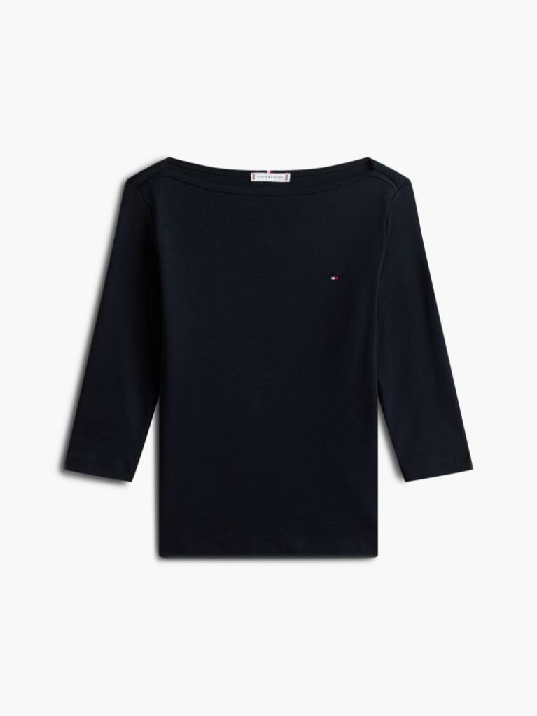 Blue Boat Neck Slim Fit T-Shirt  Women