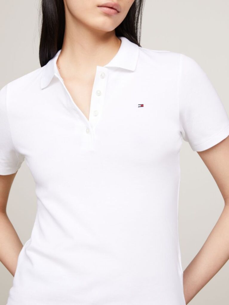 White 1985 Slim Pique Polo  Women