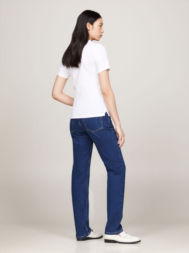 White 1985 Slim Pique Polo  Women