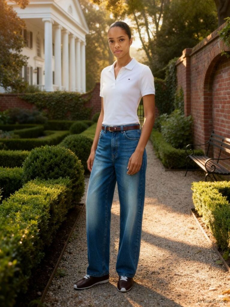 White 1985 Slim Pique Polo  Women