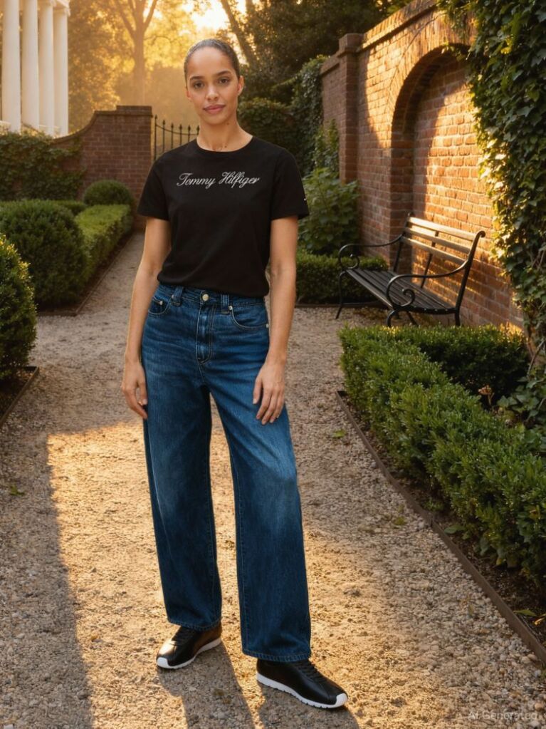 Black Regular Crew Neck T-Shirt  Women