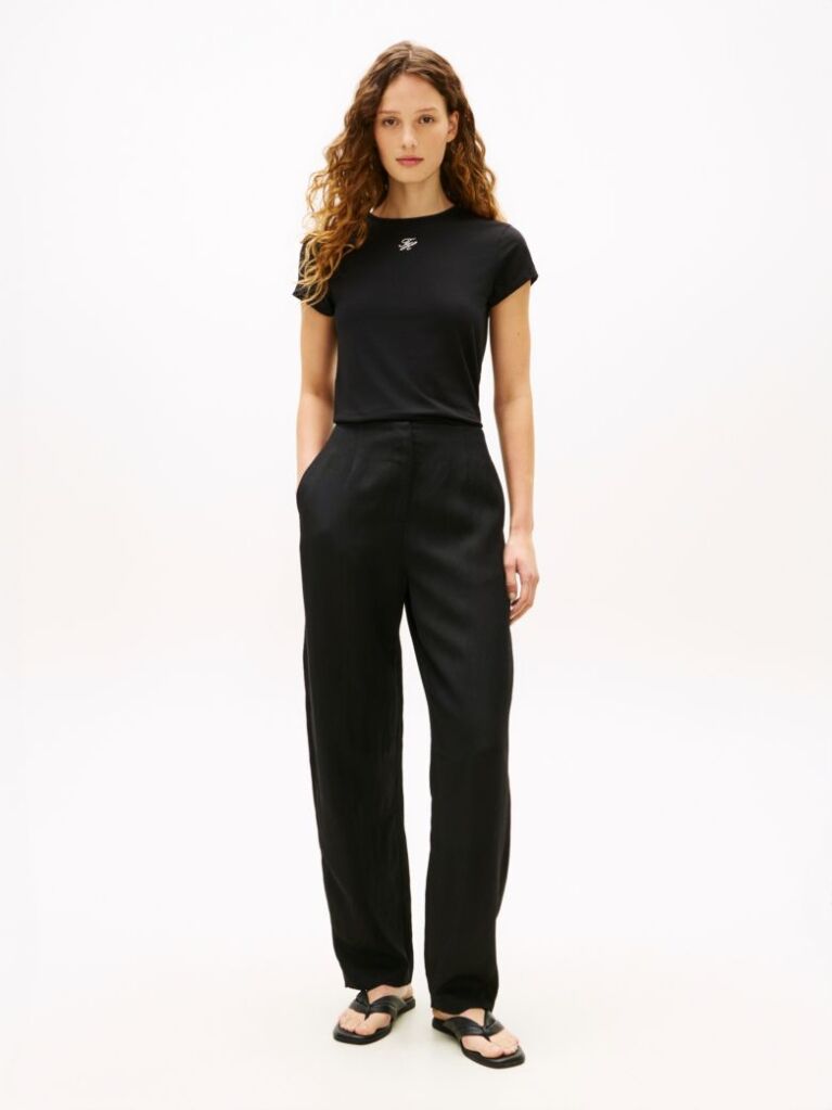 Black Textured Logo Slim Jersey T-Shirt  Women